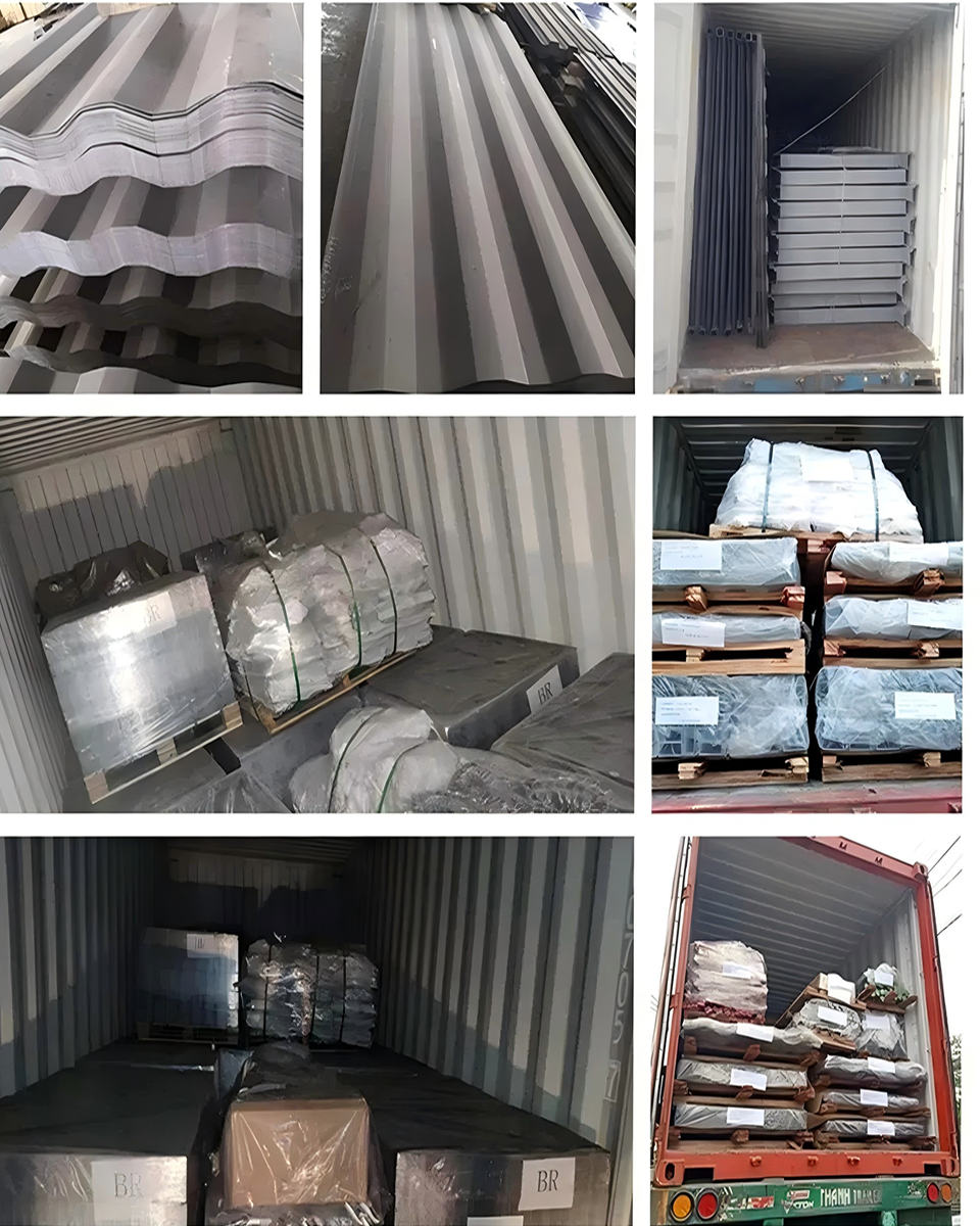 Container parts secured in export packaging