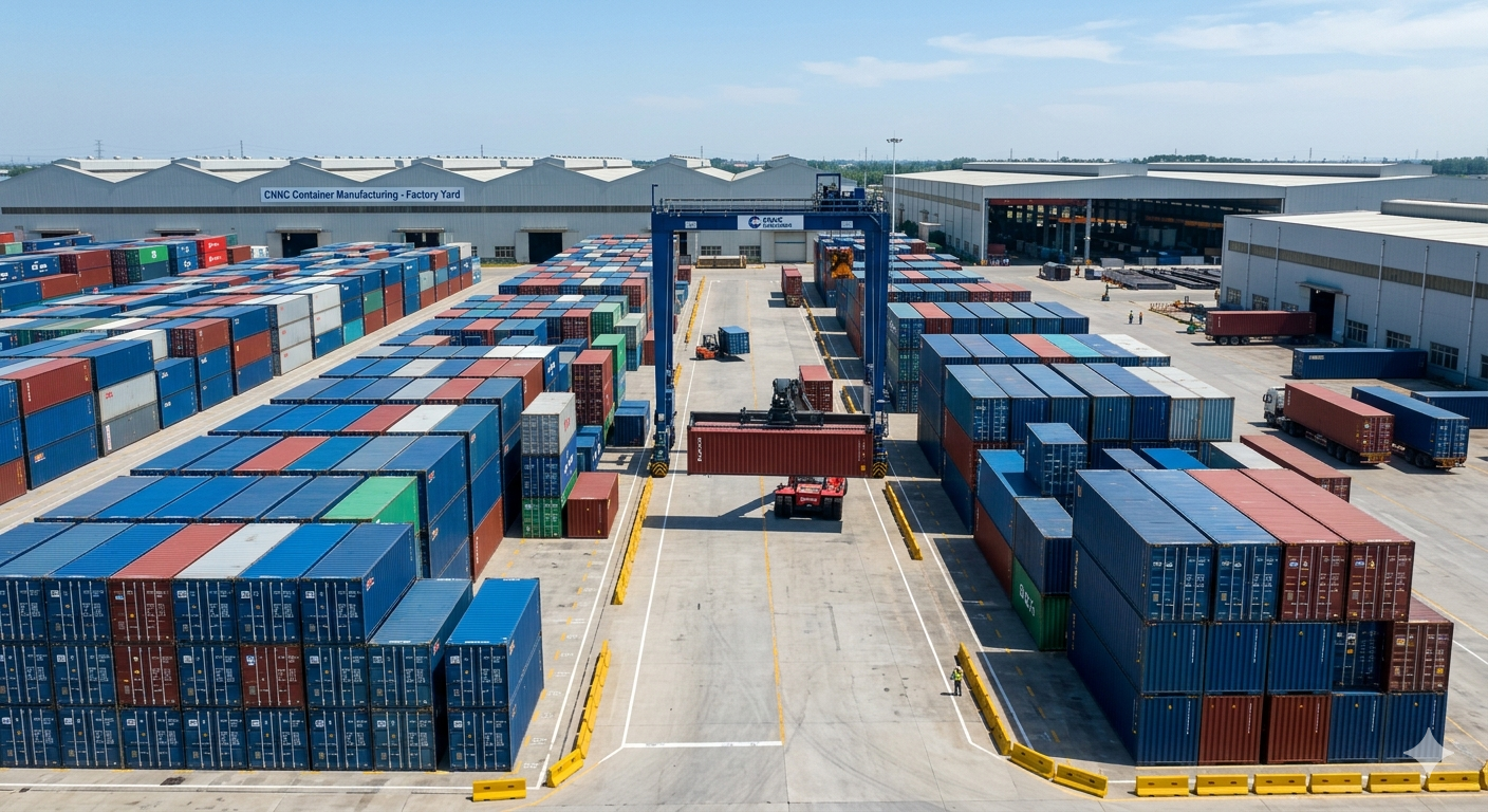 20ft and 40ft dry containers in factory yard
