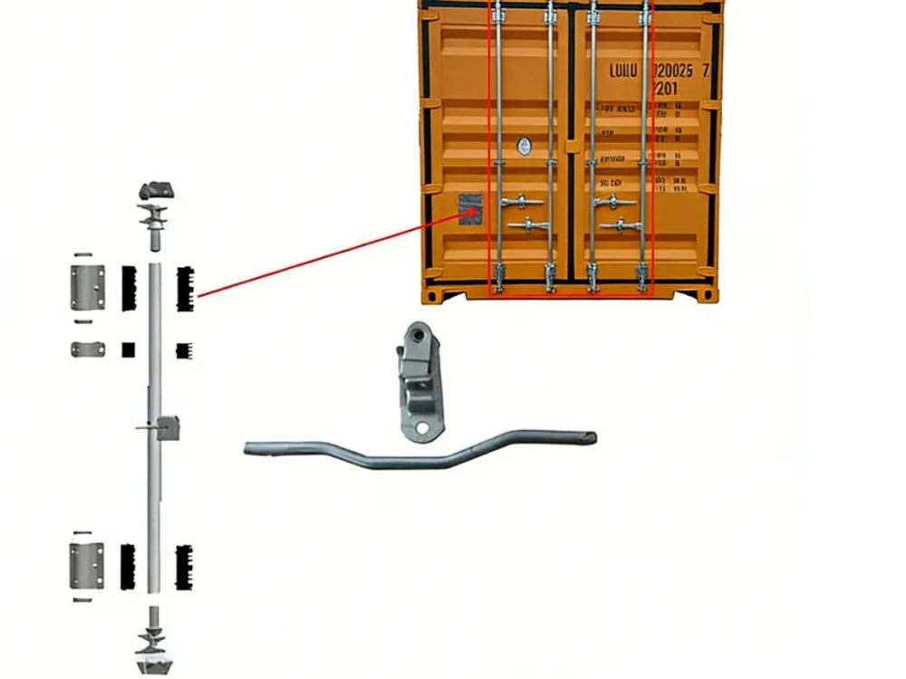 Locking gear installed on container doors