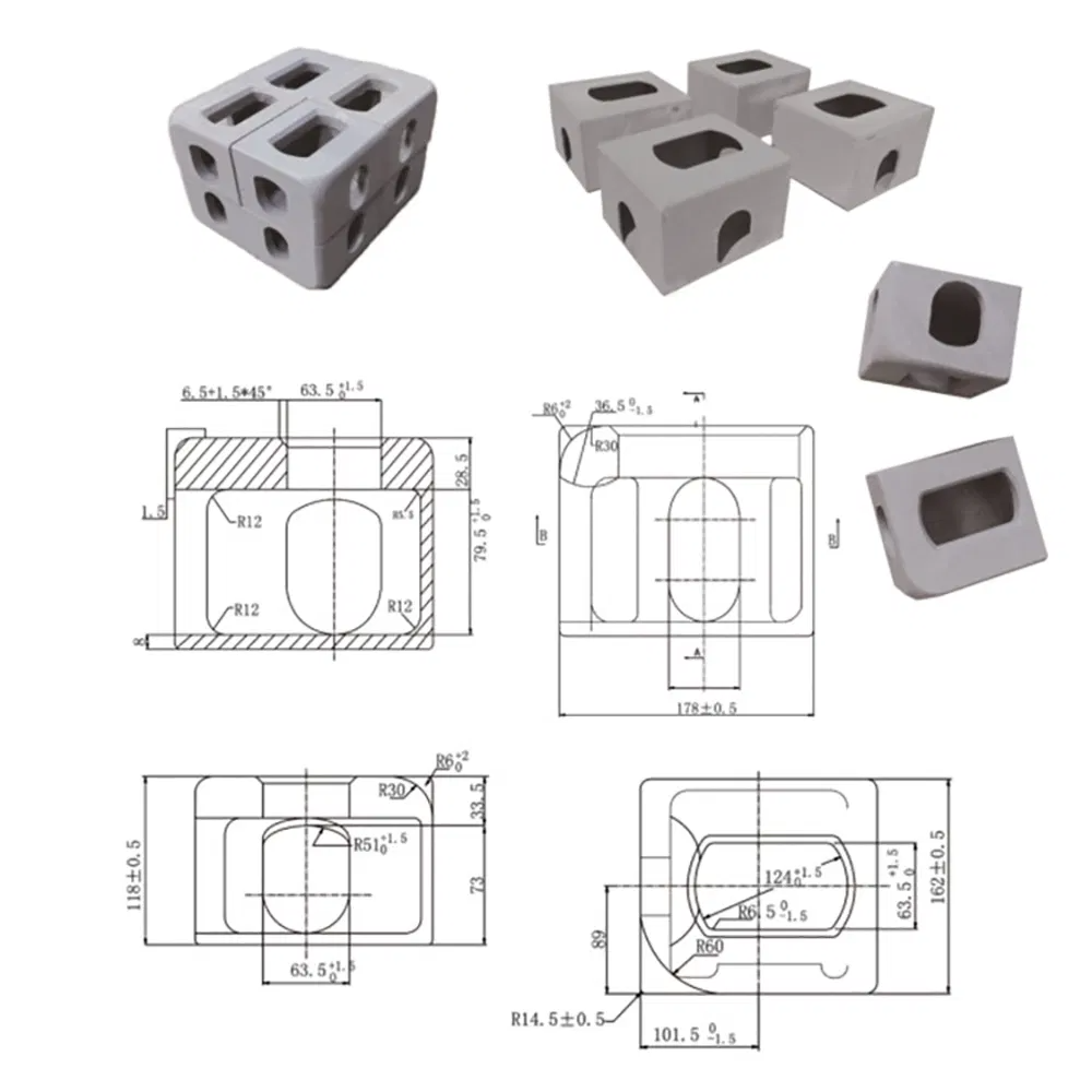 ISO container corner casting technical drawing